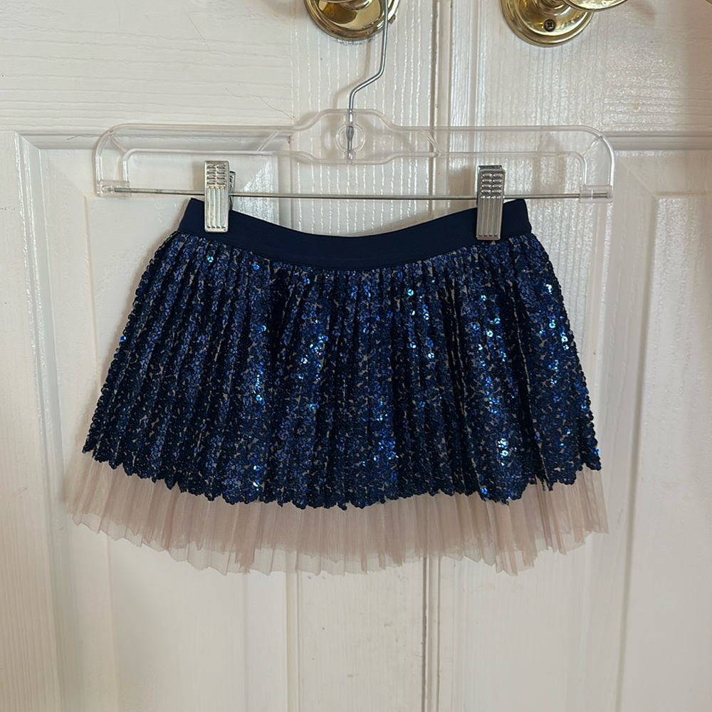 Blue Sparkle girls Guess Skirt with pleats and mesh underneath size 3 small